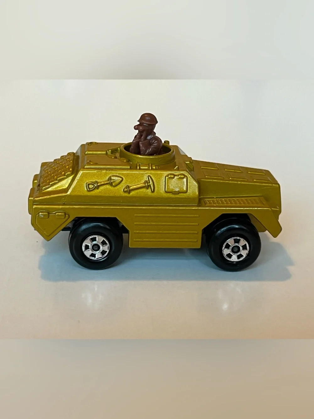 Vintage Matchbox Rolamatics 1973 No. 28 Stoat Military Tank Gold Lesney England